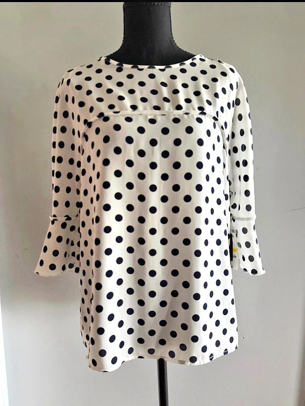 bar III Polka Dot Blouse in White & Black NWT
